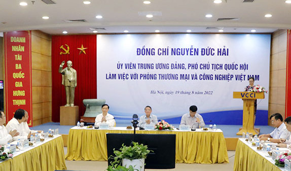 PHÓ CHỦ TỊCH QUỐC HỘI NGUYỄN ĐỨC HẢI LÀM VIỆC VỚI LIÊN ĐOÀN THƯƠNG MẠI VÀ CÔNG NGHIỆP VIỆT NAM